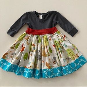 KPea Baby Girl 18-24 Months Dress Forest Animals Fox Owl